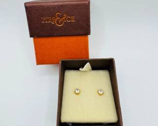 18 14KGoldFireIceAquamarineStudEarrings375mmStones