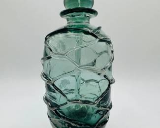 60 SignedArtGlassPerfumeBottleGreenThreadWrapDesign