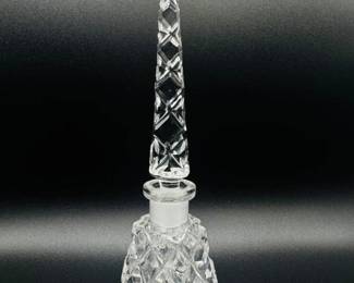 130 ClearCutGlassPerfumeBottleDiamondPatternwStarburstBase