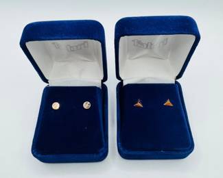 56 Pairof14kRoseGoldFabriStudEarringsTriangleRoundDesigns