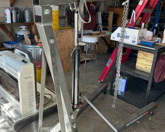 Hoist, ladders, propane heater