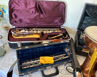 Saxaphone w/case, Flute w/case