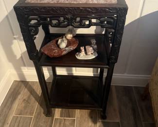 Side table/ Stand with stone top
32”H x 16.25” W x 12” D