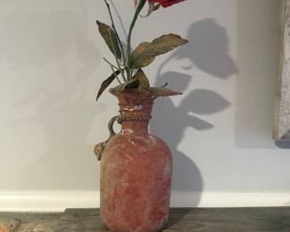 Clay vase with flowers 