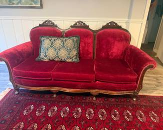 Red Victorian Sofa 
30.5” H x 80”L x 29” D