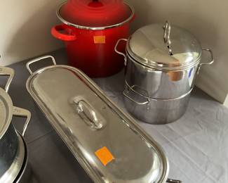 Fish poacher and stock pots 