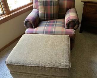 Plaid Armchair and Ottoman