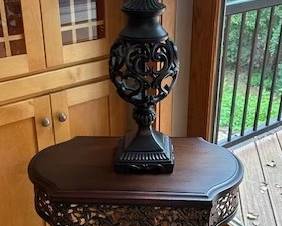 Wooden accent table.