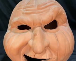Terracotta Sarcastic Face Pumpkin Halloween Decor