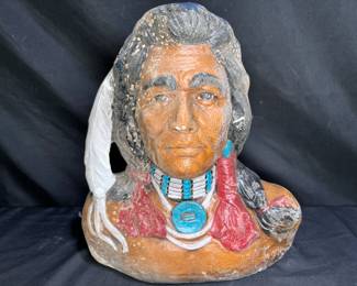  Vintage Provincial Indian Charlkware Bust