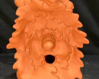 Terracotta Leaf Man Bird House