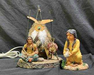 Native American Teepee Lamp & Figurine