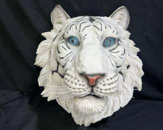 New Exotica White Tiger Head Bust Wall Plaque