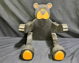 Handmade Wooden Hugging Bear Plant Holder Decor