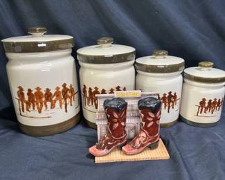 Cowboy Cannisters & Cowboy Boots Salt & Pepper