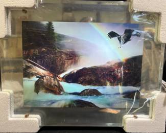 Lighted Eagle over River Moving Landscape Wall Art