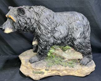 Large Black Bear Statue Decor