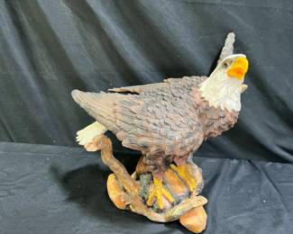 Large Eagle Perched on Branch Figurine