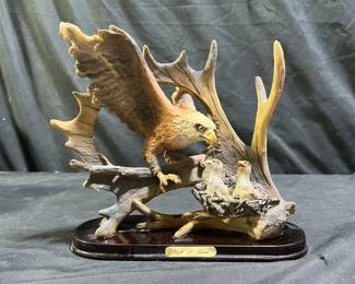 Eagle with Nest on Antlers "Gift of Time" Decor