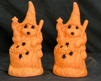 2 Terracotta Witch Halloween Luminary