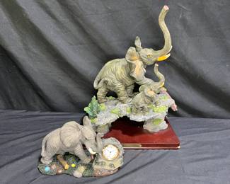 Elephant Inspired Decor, Clock & Figurine