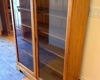 Glass Front Oak Bookcase