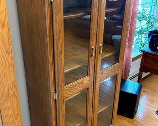 Pair Of Oak Curio Cabinets