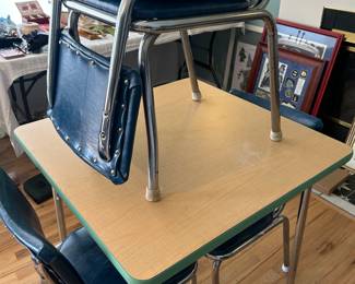 Small mid-century style table, and original vintage chairs