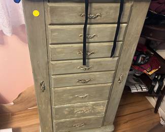 Painted jewelry armoire cabinet