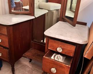 Marble top vanity with full length mirro