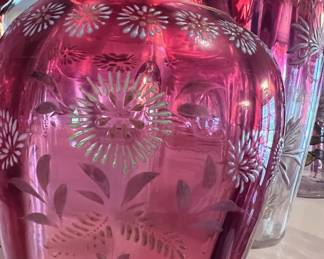 Bohemian Glass pitchers with glasses