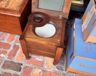 Two commode chairs with chamber pot
