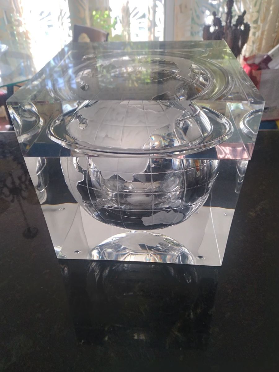 1950s lucite globe ice bucket