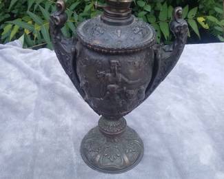 Incredible solid bronze victorian kerosene lamp