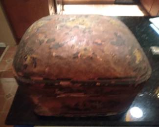 Antique asain hand painted paper mache trunk