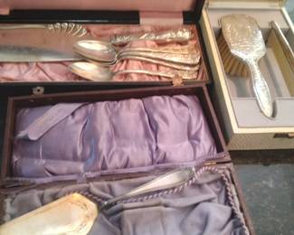 Boxed sterling and silverplate
