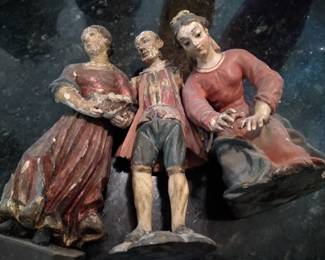 Antique spanish poloychrome santos figures