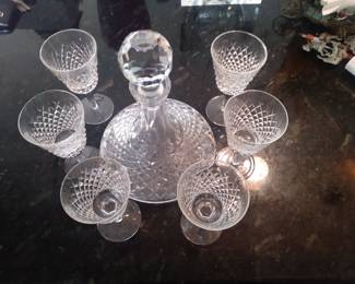 Waterford lismore decanter and wine glasses