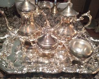 Great silverplate tea set and tray