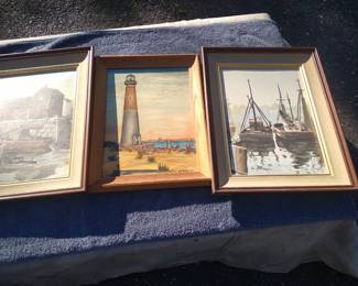 3 vintage oil on boards