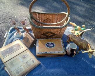 Victorian items baskets photos pottery boxes +++++