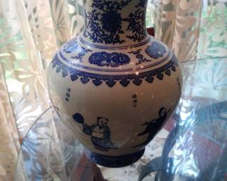 White blue vase