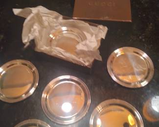 6 sterling silver gucci plates w box