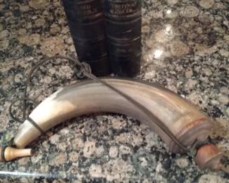 Antique stereotype and powder horn