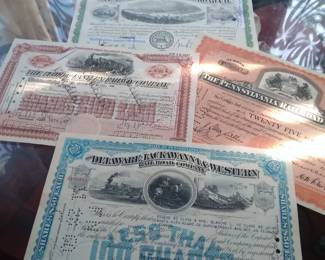 Antique stock certs