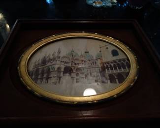 Oval wood framed Taj mahal