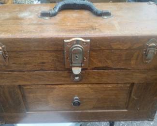 Antique oak tool chest