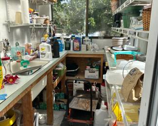 Greenhouse full of gardening supplies