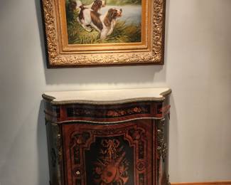 Antique inlaid marble cabinet