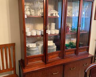 Asian hutch with vintage red and green glasses